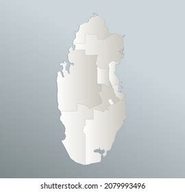 Qatar Map Administrative Division Separates Regions Stock Illustration