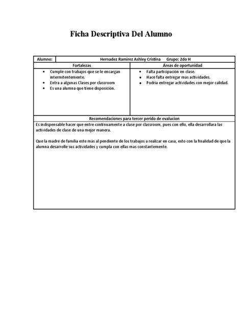 Fortalezas Y Debilidades Alumnos Pdf