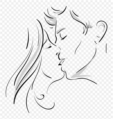 Esboço De Um Casal Se Beijando Vetor Ou Ilustração De Cor Png Arte Desenho Design Imagem Png