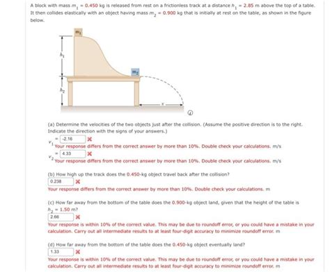 Solved A Block With Mass M1 0 450 Kg Is Released From Rest Chegg