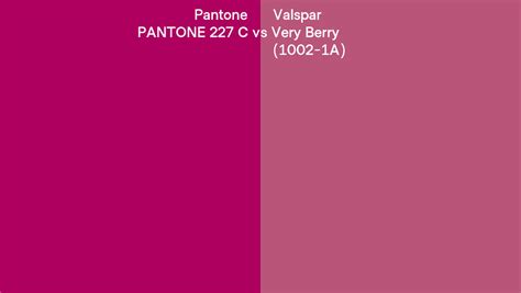 Pantone 227 C Vs Valspar Very Berry 1002 1a Side By Side Comparison