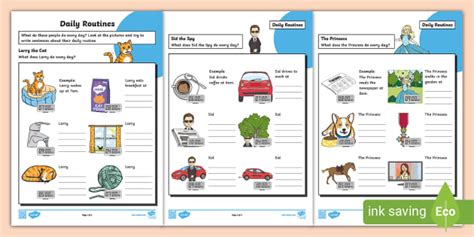 Esl Daily Routines Worksheet Esl Activities Twinkl