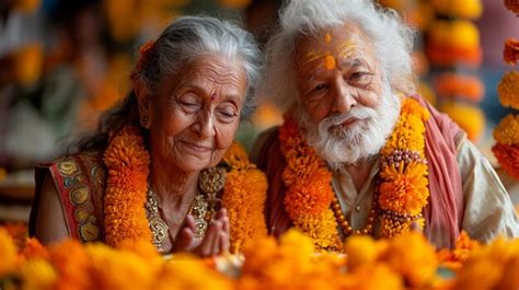 Premium Photo Elderly Couple Giving Blessings On Gudi Padwa