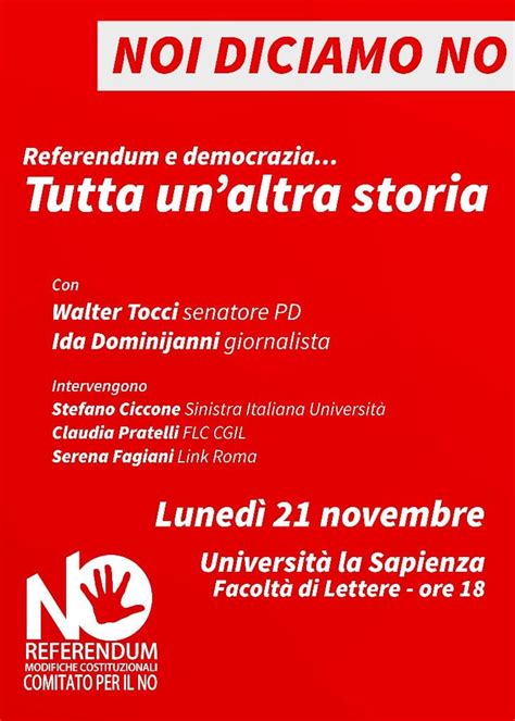 21 NOVEMBRE ROMA INCONTRO PUBBLICO REFERENDUM E DEMOCRAZIA TUTTA