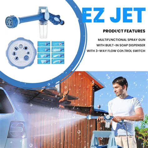 EZ Jet Water Cannon Sprayer 8 Nozzle Pressure Cleaning Multi Function