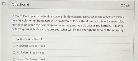 Solved Question Ptsin Maize Corn Plants A Dominant Chegg