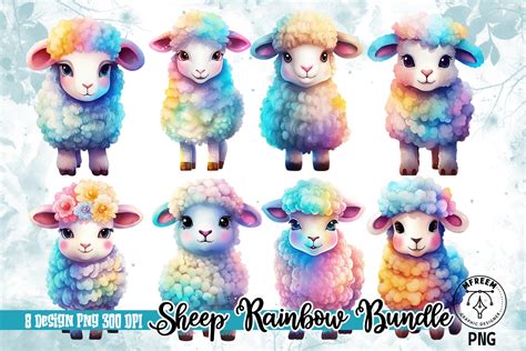 Sheep Rainbow Sublimation Clipart Graphic by mfreem · Creative Fabrica