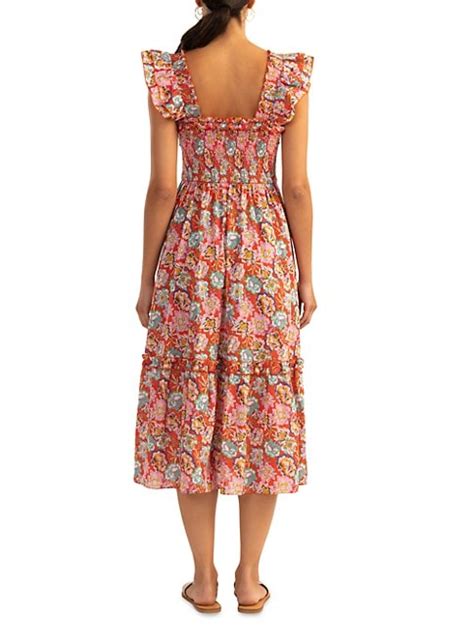 Shop Shoshanna Floral Smocked Midi Dress Saks Fifth Avenue