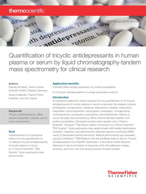 Quantification Of Tricyclic Antidepressants In Human Plasma Or Serum By