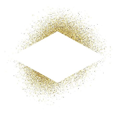 Greeting Card With White Rhombus Frame On Golden Glitter Background