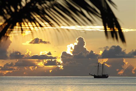 Bildet Hav Vann Horisont Silhouette Lett Sky Himmel Sol