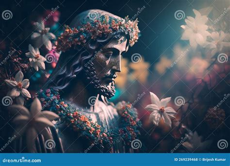 Jesus Christ Dreamy Flowers Painting Generative Ai Stock Illustration