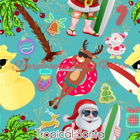 Tropical Santa Purpleseamstress Fabric