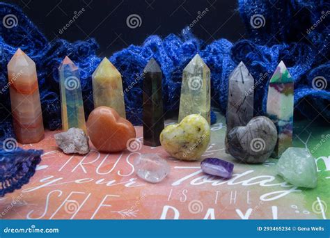 Healing Chakra Crystals Background Wicca, Meditation Collection Stock ...