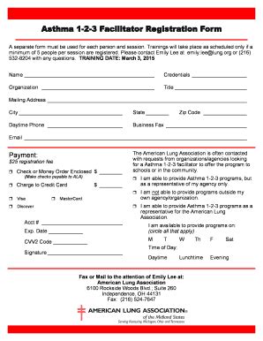 Fillable Online Asthma 1 2 3 Facilitator Registration Form American