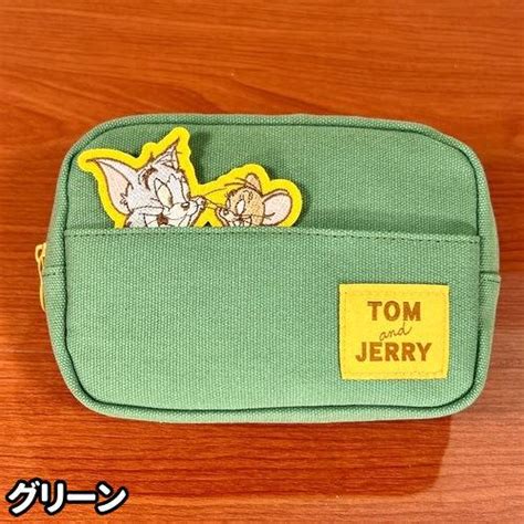 送料無料 トム＆ジェリー／tomandjerry ボックスポーチ／ひょっこり刺繍シリーズ Tjm 350 1 イエロー グリーン Tjm