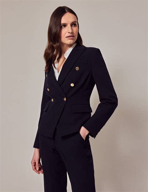 Navy Double Breasted Suit Jacket Hawes And Curtis