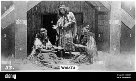 young Maori women singing traditional songs or waiata, from a cigarette ...