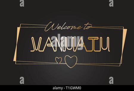 Vanuatu Welcome To Word Text With Handwritten Font And Golden Texture