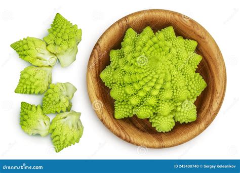 Romanesco Broccoli Cabbage Or Roman Cauliflower Isolated On White