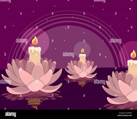 Vesak Day Scene With Lotus Flowers Stock Vector Image And Art Alamy