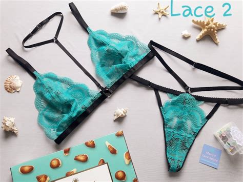 Sexy Lace Lingerie Turquoise Bralette Harness Set Bdsm Navy Etsy