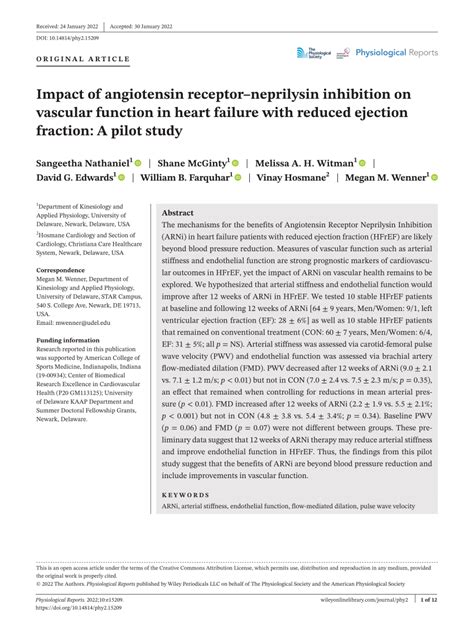 PDF Impact Of Angiotensin Receptorneprilysin Inhibition On Vascular