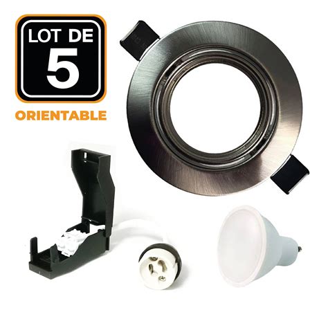 Spot Encastrable Orientable Alu Bross Avec Gu Led De W Eqv W