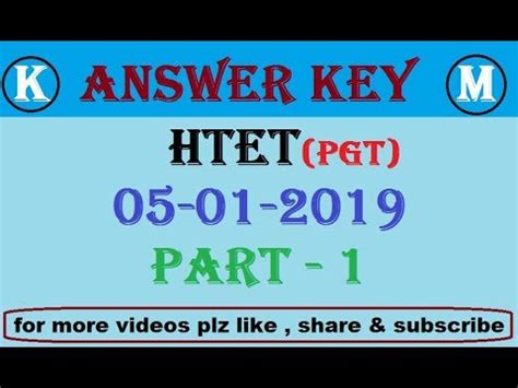 Answer Key Of Htet Pgt Level On Youtube