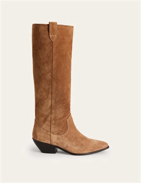 Western Suede Knee High Boots Rusty Tan Suede Boden Us