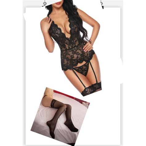 Dames Lingerie Poupée Dentelle Ensemble de Lingerie Sexy Soutien Gorge Lingerie Combinaison avec