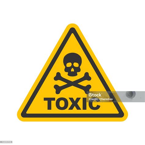 Toxic Sign Board Yellow Triangle With Skull And Crossbones Danger Sign