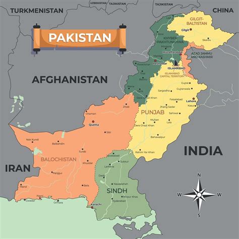 país mapa de Pakistán 20866065 Vector en Vecteezy