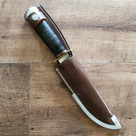 Marbles Ideal Vintage Sheath Knife with Stacked Leather Handle For Sale ...