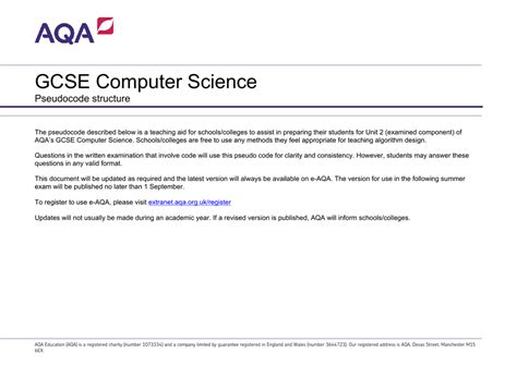 Aqa Pseudocode Guide