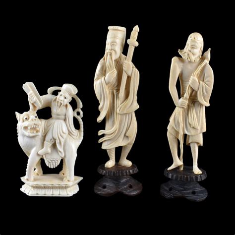 Sold Price Three 3 Antique Chinese Carved Ivory Figurines August 3