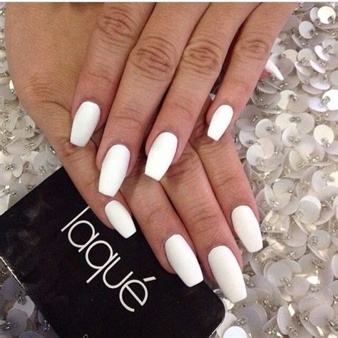 Matte White Nails Liked On Polyvore Featuring Beauty Products Nail