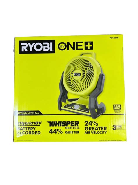 Ryobi PCL811 ONE 18V Cordless Hybrid WHISPER SERIES 7 1 2 In Fan