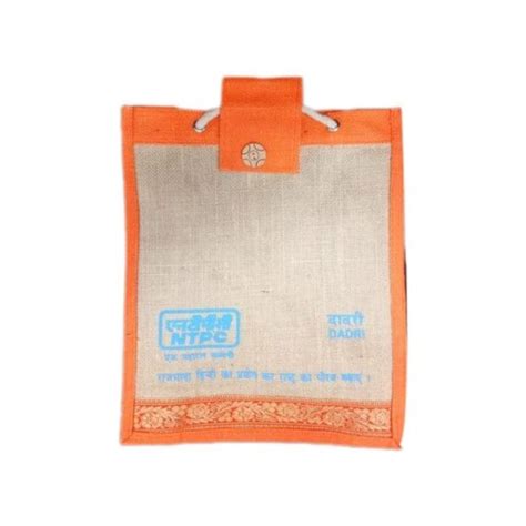 Orange Brown Printed Jute Thamboolam Bag For Shopping Size 12x11