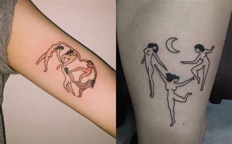 Witches dancing around moon tatoo black and white witch | Feminist tattoo, Tattoos for women ...