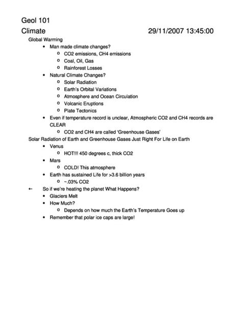GEOL 101 Lecture Geol 101 Climate Changes OneClass