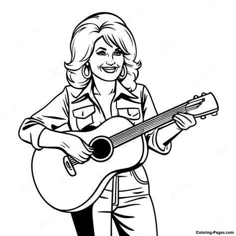 Dolly Parton With Guitar Coloring Page Coloring Page - Free Printable
