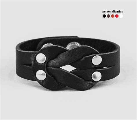 Slim Leather Wrist Cuff Bracelet Black Wide Leather Cuff Wristband For