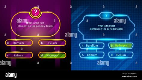 Quiz Game Questions Or Test Menu Choice Templates With Answers Vector