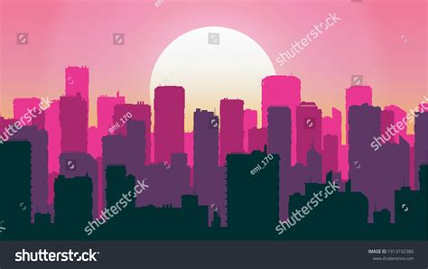 City Sunset Wallpaper 4k Illustration Stock Illustration 1913192380 | Shutterstock