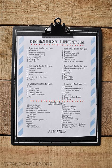 Free Printable Disney Movie Countdown Checklist Our Handcrafted Life