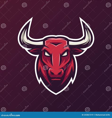 Ilustración De La Mascota De La Cara De Toro Rojo Logotipo Ilustración