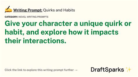 Writing Prompt Quirks And Habits • Draftsparks