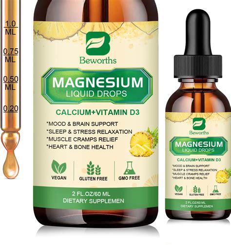 2 Pack Magnesium Glycinate Supplement Liquid Magnesium Glycinate Liquid Drops