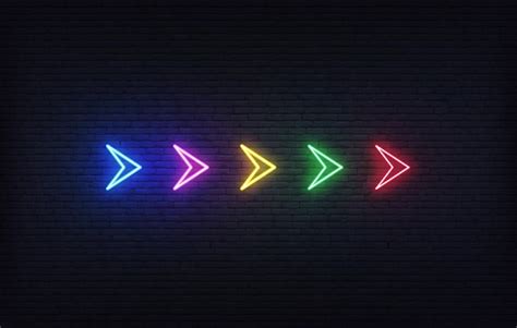 Premium Vector Neon Arrow Set Of Colorful Glowing Neon Arrow Pointer